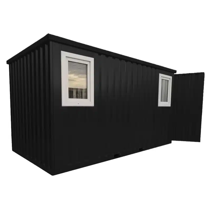 4 x 2 FOCO Container Doppeltür lange Seite Fenster Schwarz RAL 9005