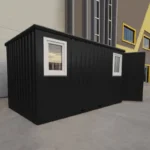 4 x 2 FOCO Container Doppeltür lange Seite Fenster Schwarz RAL 9005